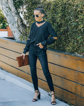 Brantley Cotton Cutout Zip Sweater - Black - FINAL SALE Insstreet